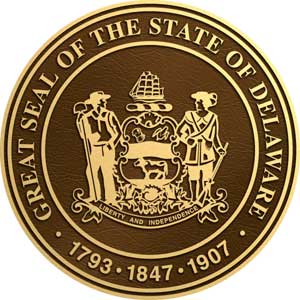 state seal delaware, bronze state plaque delaware